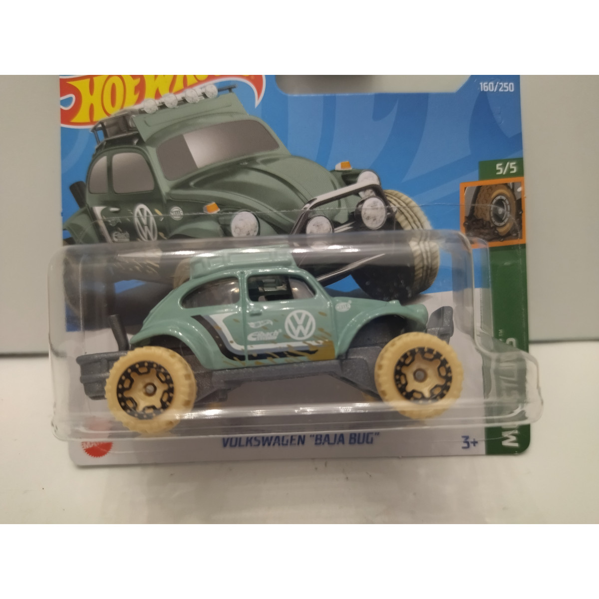 VOLKSWAGEN BEETLE GREEN BAJA BUG 5 5 MUD STUDS 1 64 HOT WHEELS BCN