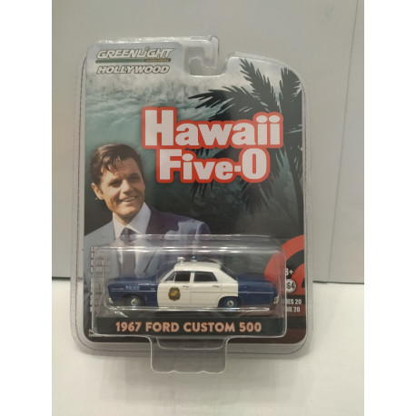 FORD CUSTOM 500 1967 POLICE HAWAII FIVE/5-0 HOLLYWOOD 1:64 GREENLIGHT