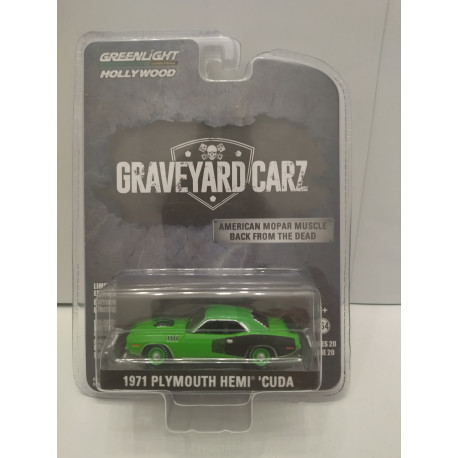 PLYMOUTH HEMI CUDA 1971 GRAVEYARD CARZ HOLLYWOOD 1:64 GREENLIGHT