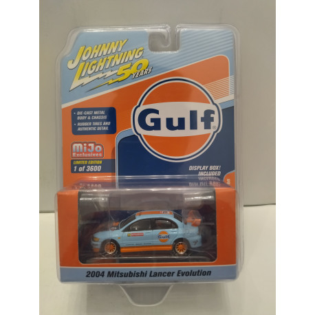 MITSUBISHI LANCER 2004 EVO LIGHT BLUE GULF MIJO 1:64 JOHNNY LIGHTNING