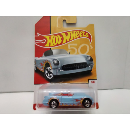 CHEVROLET CORVETTE C1 1955 CONVERTIBLE 1/8 RETRO STREET 50/60/70 1:64 HOT WHEELS