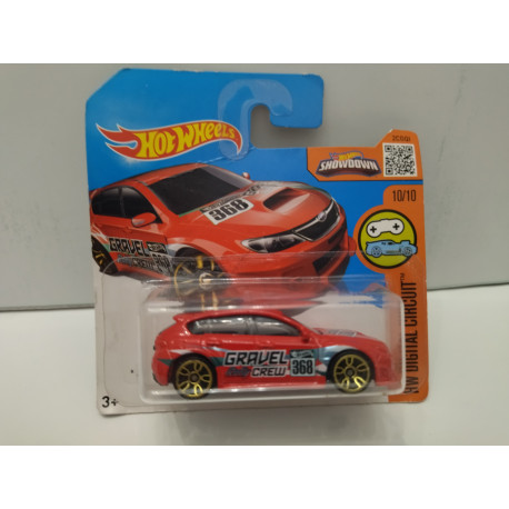 SUBARU WRX STI GRAVEL CREW 1:64 HOT WHEELS CARTON MAL ESTADO/CARD DAMAGED