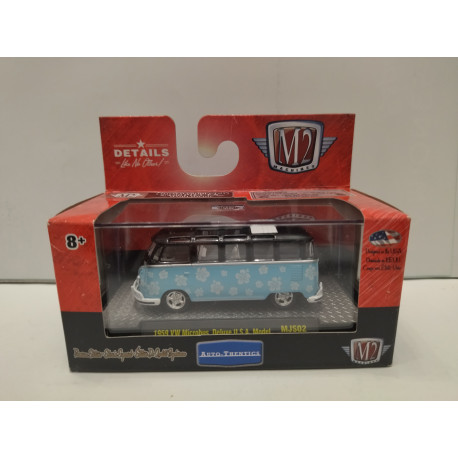 VOLKSWAGEN T1 1959 MICROBUS DELUXE USA MODEL BLUE u0026 BLACK MJS02 1:64 M2  MACHINE - BCN STOCK CARS