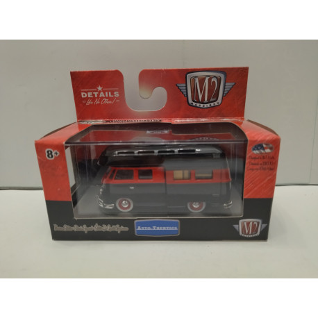 VOLKSWAGEN T1 1959 DOUBLE CAB CAMPER BLACK & RED 1:64 M2 MACHINES