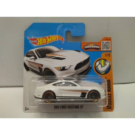 FORD MUSTANG 2015 GT WHITE 1:64 HOT WHEELS CARTON MAL ESTADO/CARD DAMAGED