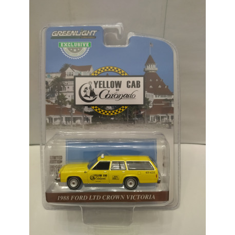 FORD LTD CROWN VICTORIA 1988 TAXI CORONADO YELLOW CAB 1:64 GREENLIGHT