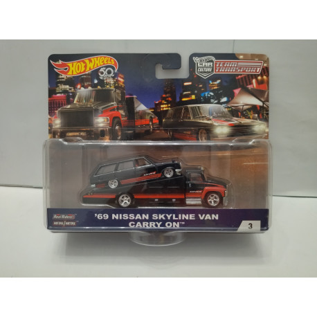 NISSAN SKYLINE 1969 VAN + CARRY ON TEAM TRANSPORT n3 1:64 HOT WHEELS PREMIUM