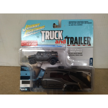 HUMMER H2 2004 BLACK + CAMPER TRAILER 1:64 JOHNNY LIGHTNING