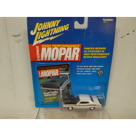 PLYMOUTH AAR CUDA 1970 WHITE & BLACK MOPAR 1:64 JOHNNY LIGHTNING