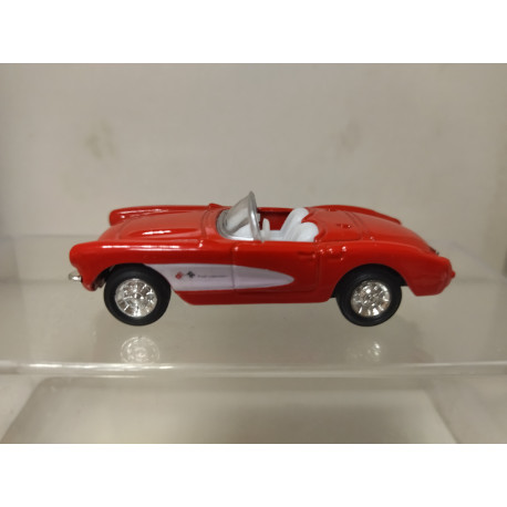 CHEVROLET CORVETTE C1 CONVERTIBLE WHITE & RED apx 1:64 MAJORETTE PULLBACK NO BOX