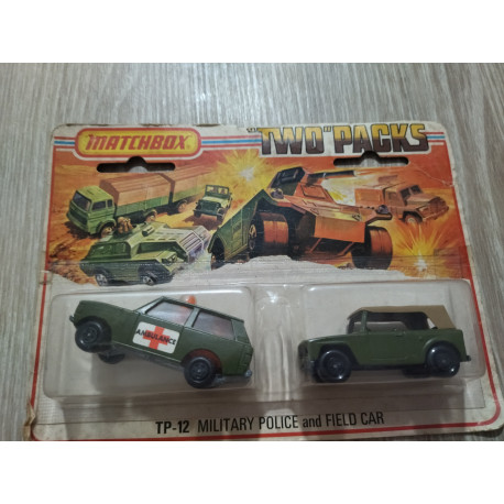 MATCHBOX TWO PACKS TP-12 MILITARY POLICE and FIELD CAR 1:64 MATCHBOX