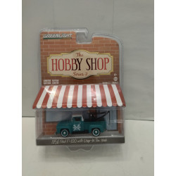 FORD F-100 1956 W/DROP-IN TOW AUTO REPAIR GREEN HOBBY SHOP 1:64 GREENLIGHT