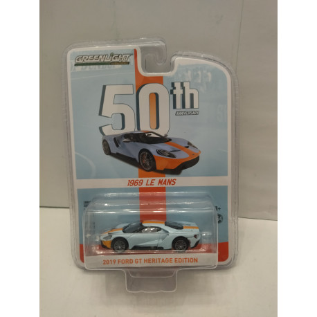 FORD GT 2019 HERITAGE EDITION 50TH ANNIVERSARY GULF LE MANS 1969 1:64 GREENLIGHT