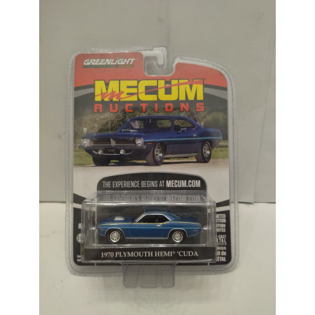 PLYMOUTH HEMI CUDA 1970 BLUE MECUM ACTIONS 1:64 GREENLIGHT - BCN STOCK CARS