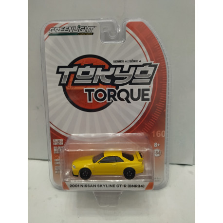 NISSAN SKYLINE 2001 GT-R BNR34 YELLOW TOKYO TORQUE S4 1:64 GREENLIGHT