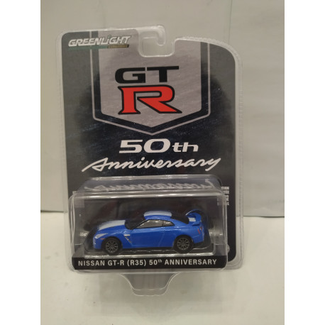 NISSAN GT-R R35 BLUE/WHITE 50TH ANNIVERSARY 1:64 GREENLIGHT