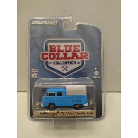 VOLKSWAGEN T2 PICKUP DOUBLE CAB DOKA BLUE COLLAR 1:64 GREENLIGHT