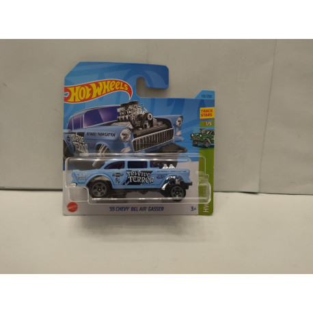 CHEVROLET BEL AIR 1955 GASSER TRI FIVE TERROR BLUE 1:64 HOT WHEELS