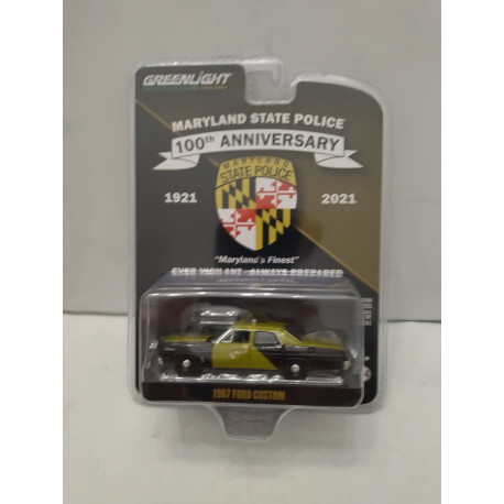 FORD CUSTOM 1967 USA POLICE 100TH YEARS MARILAND STATE 1:64 GREENLIGHT