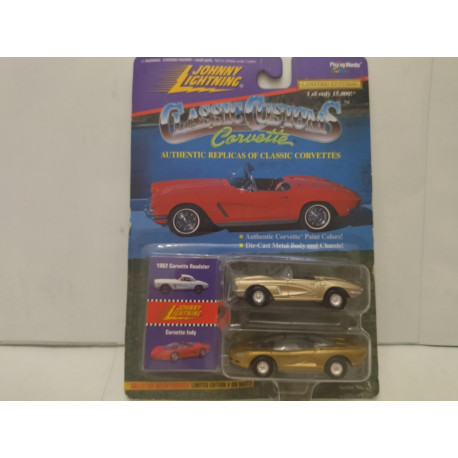 CHEVROLET CORVETTE C1 1962 GOLD + INDY CLASSIC CUSTOMS 1:64 JOHNNY LIGHTNING