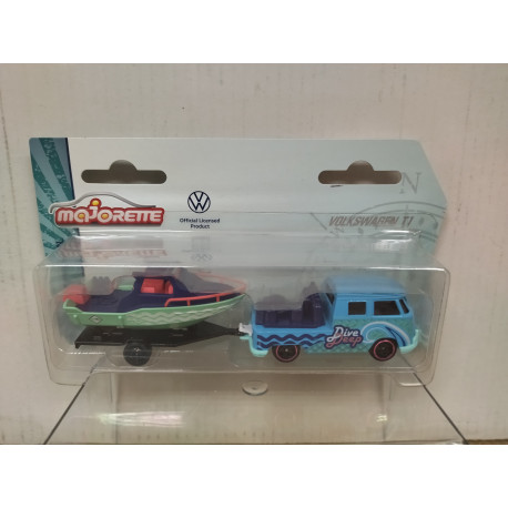 VOLKSWAGEN TI PICKUP + TRAILER BOAT DIVE DEEP 1:59/ apx 1:64 MAJORETTE