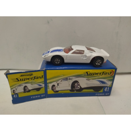 FORD GT WHITE/BLUE SUPERFAST n41 1:64 MATCHBOX OPEN BOX/CAJA ABIERTA