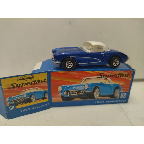 CHEVROLET CORVETTE C1 1957 COUPE SUPERFAST n22 1:64 MATCHBOX OPEN BOX/CAJA ABIERTA