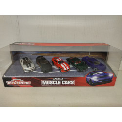 SET 5 CARS CHEVROLET, VIPER,FORD GIFTPACK MUSCLE CARS apx 1:64 MAJORETTE