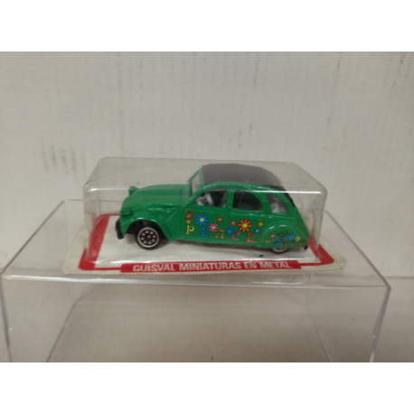 CITROEN 2CV PEACE GREEN/BLACK apx 1:64 GUISVAL BOX