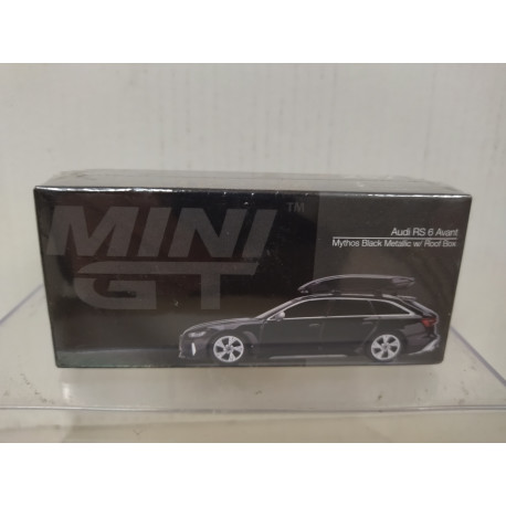 AUDI RS 6 AVANT MYTHOS BLACK METALLIC W/ROOF BOX LHD 1:64 MINI GT