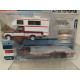 FORD F-150 RED 1993 + CAMPER & OPEN CAR TRAILER 1:64 JOHNNY LIGHTNING