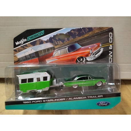 FORD STARLINER 1960 + ALAMEDA TRAILER DESIGN TOWN & GO 1:64 MAISTO