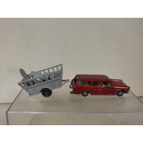 PEUGEOT 404 BREAK + REMORQUE CHEVAL 1:66/apx 1:64 MAJORETTE 325 BOX VINTAGE USA