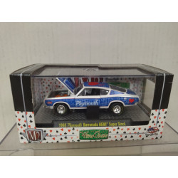 PLYMOUTH BARRACUDA 1968 HEMI SUPER STOCK BLUE WILD-CARDS 1:64 M2 MACHINES