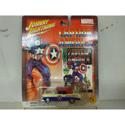 CHEVROLET BEL AIR 1956 CONVERTIBLE CAPTAIN AMERICA 1:64 JOHNNY LIGHTNING