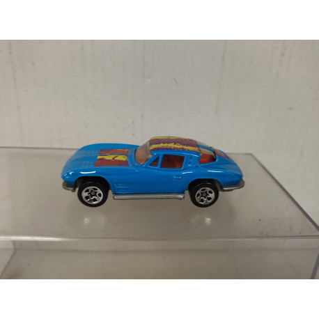 CHEVROLET CORVETTE C2 BLUE 1:64 HOT WHEELS MALAYSIA VINTAGE NO BOX