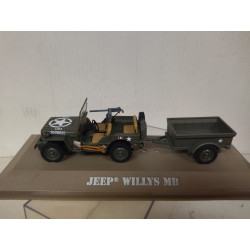 JEEP WILLYS MB & 1/4 TRAILER US ARMY WW 2 1:43 ATLAS IXO