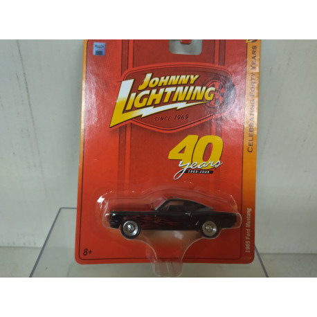 FORD MUSTANG 1965 BLACK FLAMES 40 YEARS 1:64 JOHNNY LIGHTNING