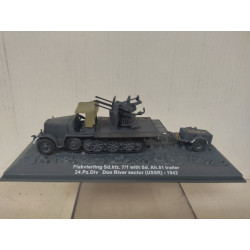 Sd.kfz.7/1 FLAKVIERLING + Ah.51 TRAILER 1942 24 Pz DIV GERMANY WW 2 1:72 ALTAYA IXO