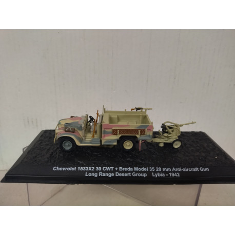 CHEVROLET 1533X2 30 CWT + BREDA M35 20mm AA LRDG 1942 UK WW2 1:72 ALTAYA IXO