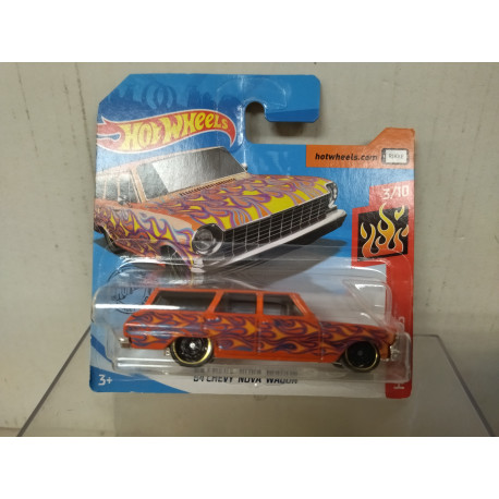 CHEVROLET NOVA WAGON 1964 3/10 FLAMES 1:64 HOT WHEELS