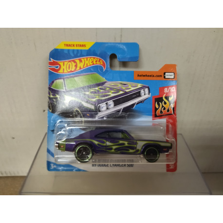 DODGE CHARGER 1969 500 PURPLE 8/10 FLAMES 1:64 HOT WHEELS