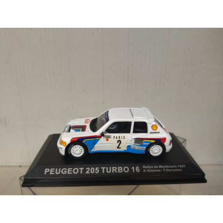 PEUGEOT 205 TURBO 16 1985 WIN RALLY MONTE CARLO A.VATANEN 1:43 ALTAYA IXO