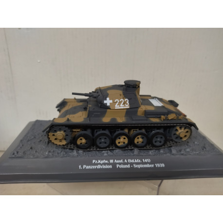 Sd.Kfz.141 PANZER III Ausf A 1939 1 PZ.DIV. POLAND GERMANY TANKS WW 2 1:43 ALTAYA IXO