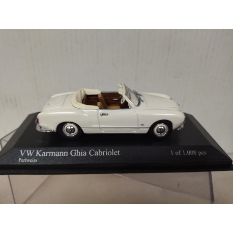 VOLKSWAGEN KARMANN GHIA CABRIOLET PEARLWEISS 1:43 MINICHAMPS NO CARTON