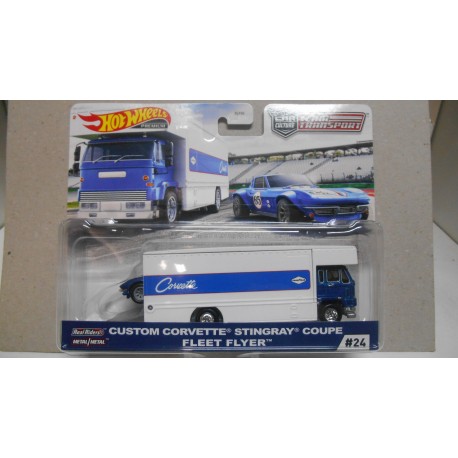 CHEVROLET CORVETTE STINGRAY FLEET FLYER TEAM TRANSPORT 24 1:64 HOT WHEELS