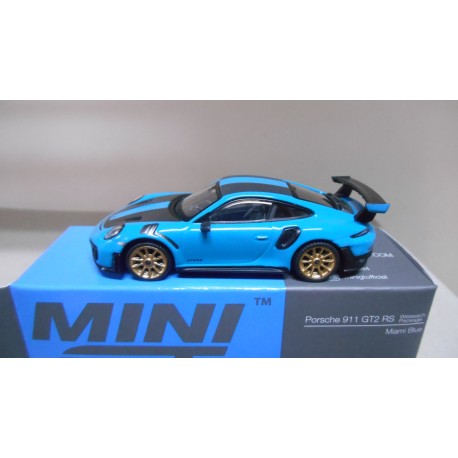 PORSCHE 911 GT2 RS WEISSACH BLUE/BLACK 1:64 MINI GT