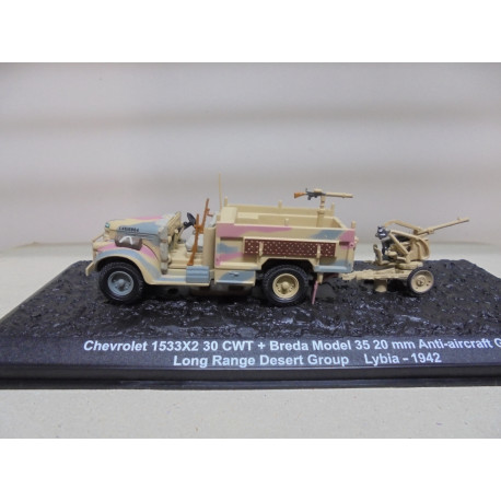 CHEVROLET 1533X2 30 CWT + BREDA M35 20mm AA LRDG 1942 UK WW2 1:72 ALTAYA IXO